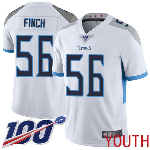 Tennessee Titans Limited White Youth Sharif Finch Road Jersey NFL Football #56 100th Season Vapor Untouchable